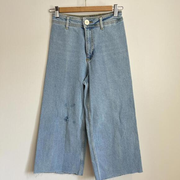 Zara Women's Size US 13-14 Years Old High Waisted Wide Flare Leg Jeans Pants - Picture 1 of 9